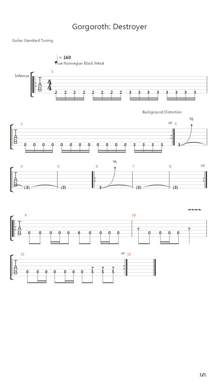 Destroyer吉他谱