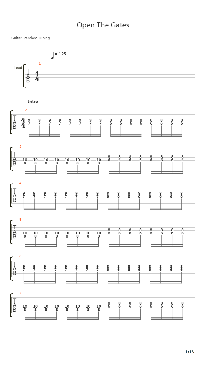 Open The Gates吉他谱