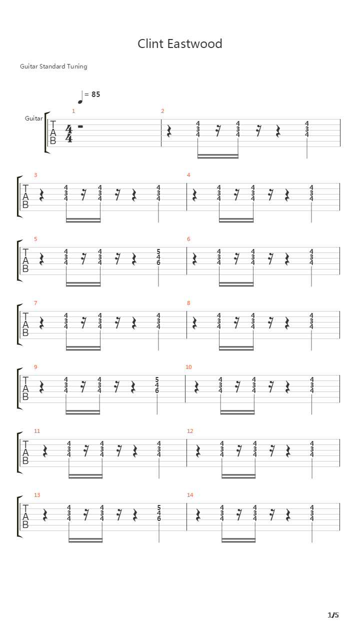 Clint Eastwood吉他谱