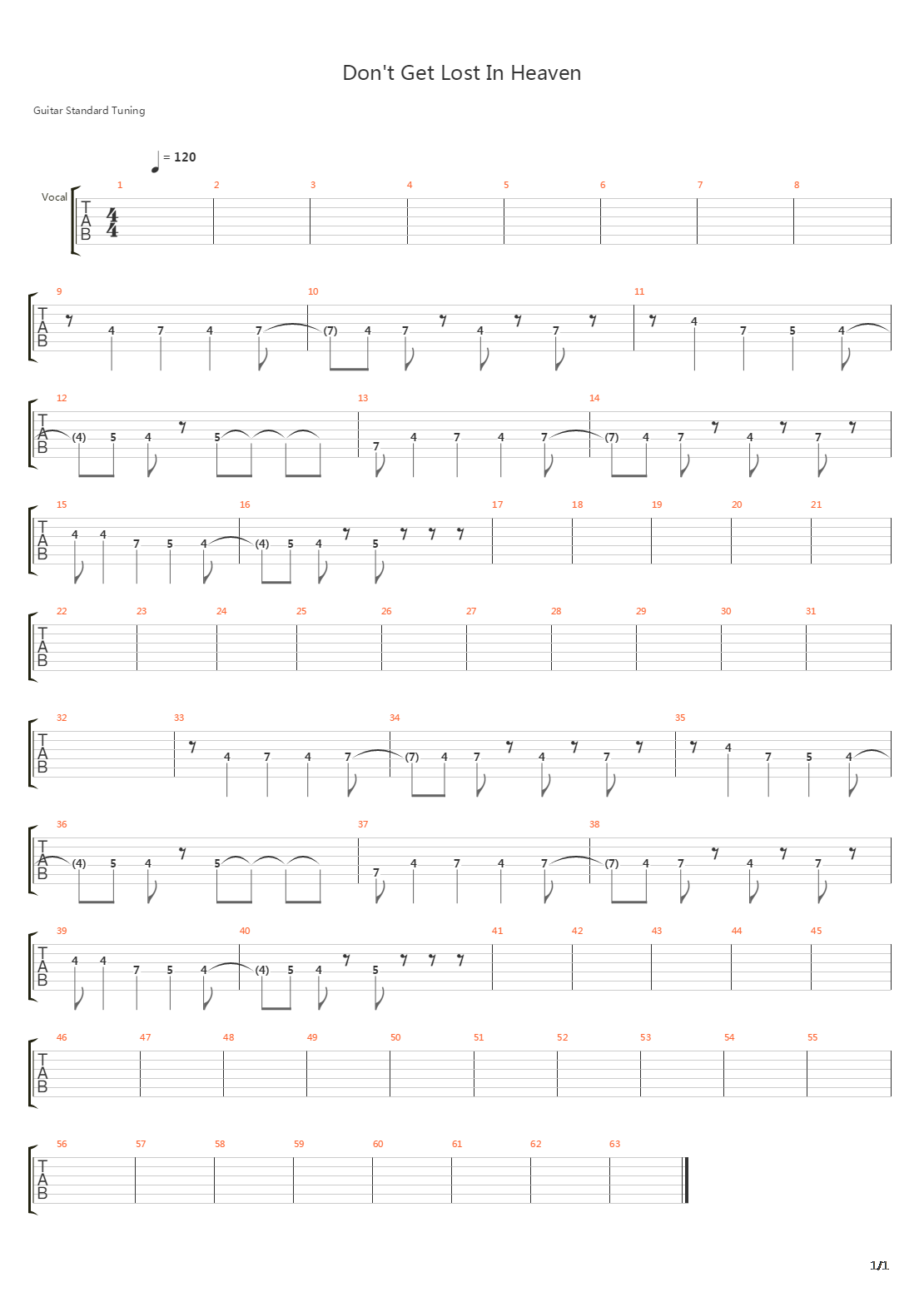 Dont Get Lost In Heaven吉他谱