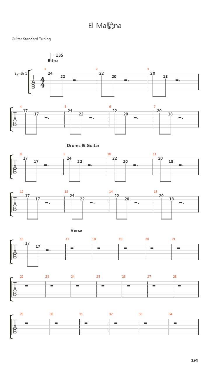 El Manana吉他谱