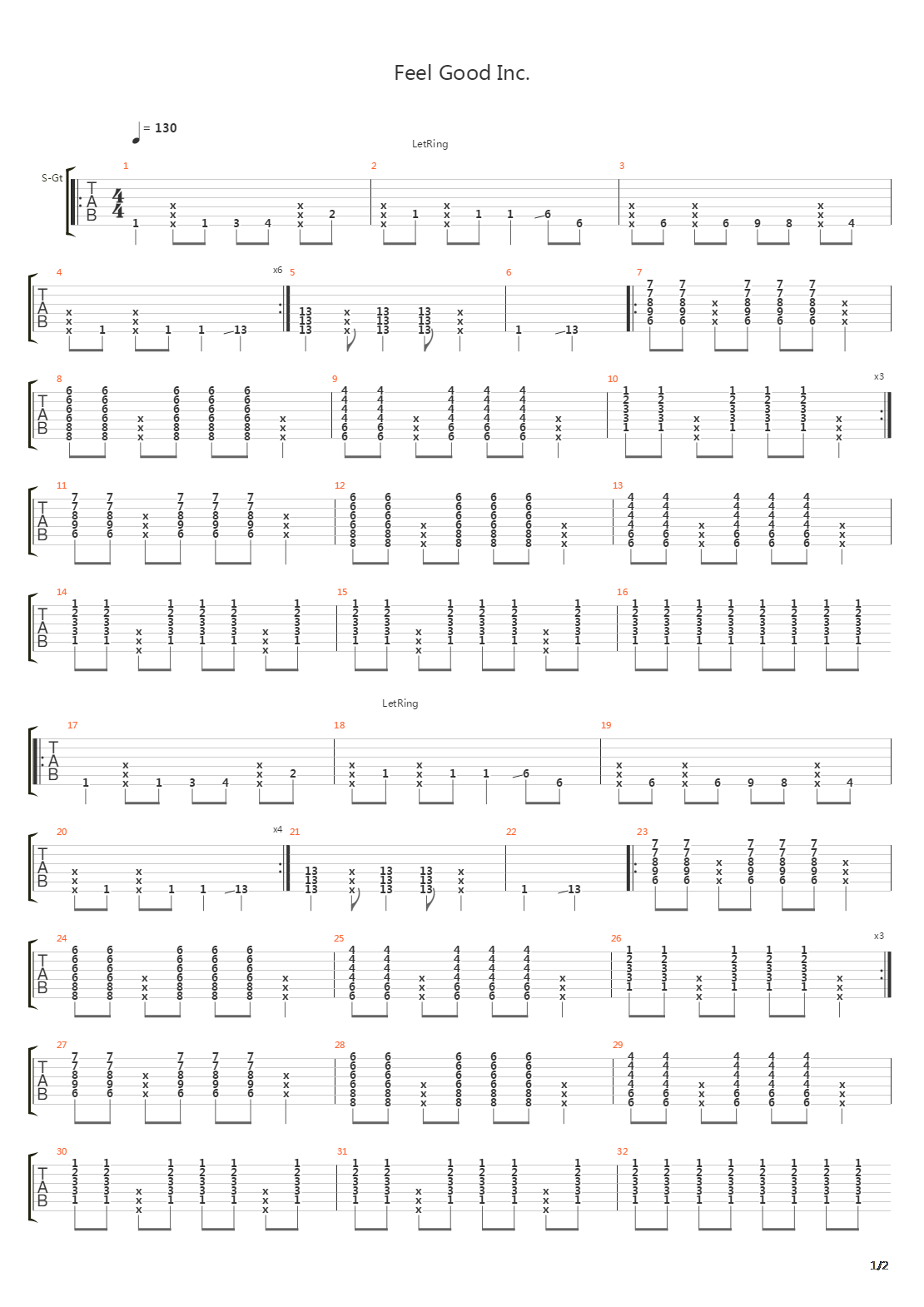 Feel Good Inc吉他谱