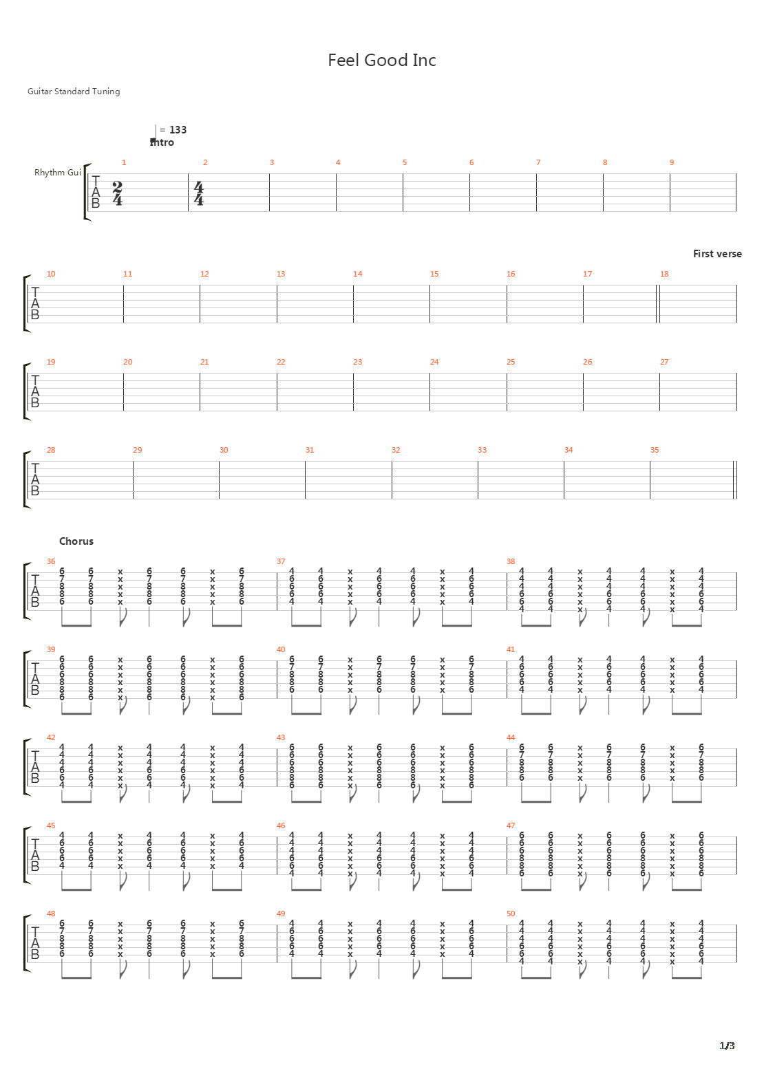 Feel Good Inc吉他谱