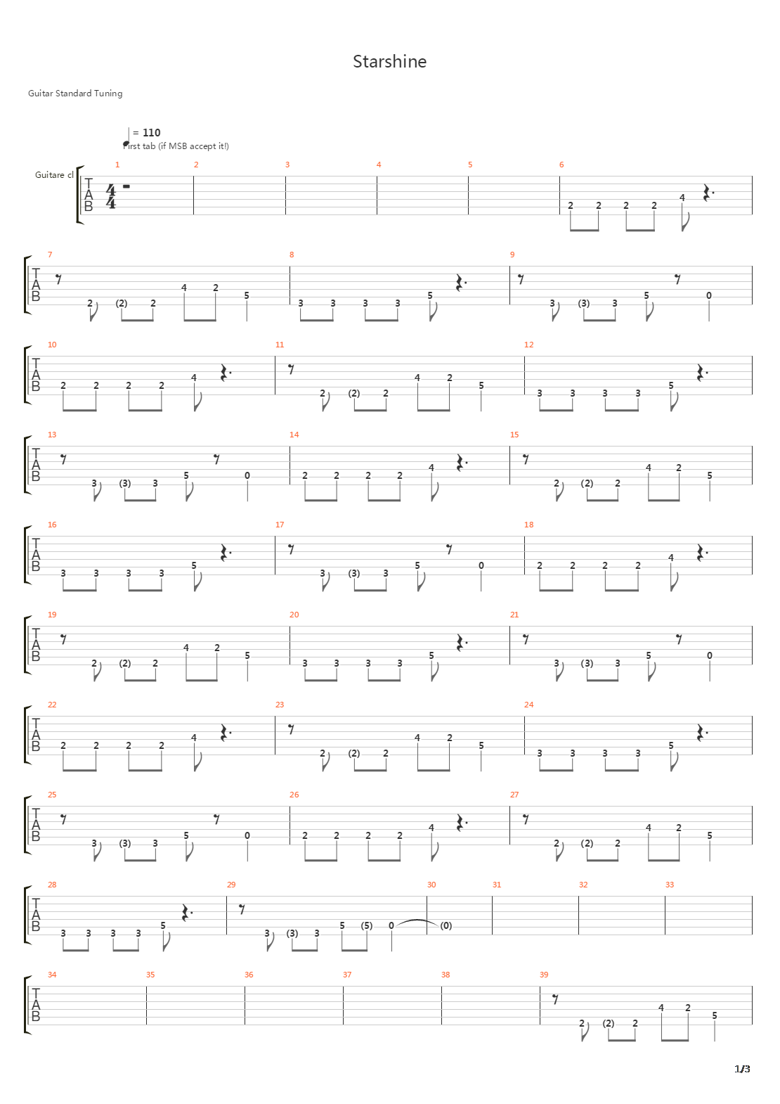 Starshine吉他谱
