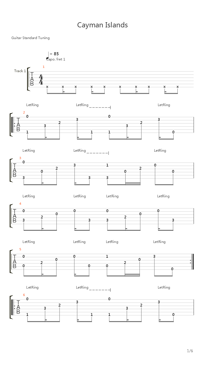 Cayman Islands吉他谱