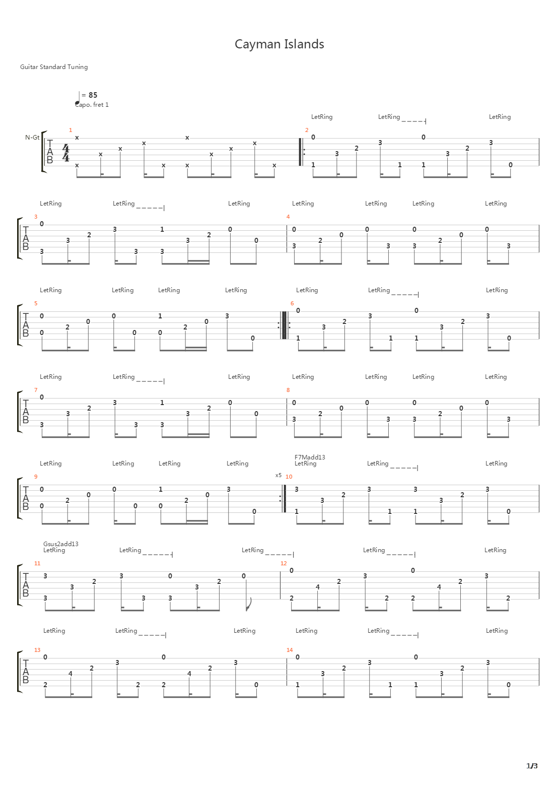 Cayman Islands吉他谱