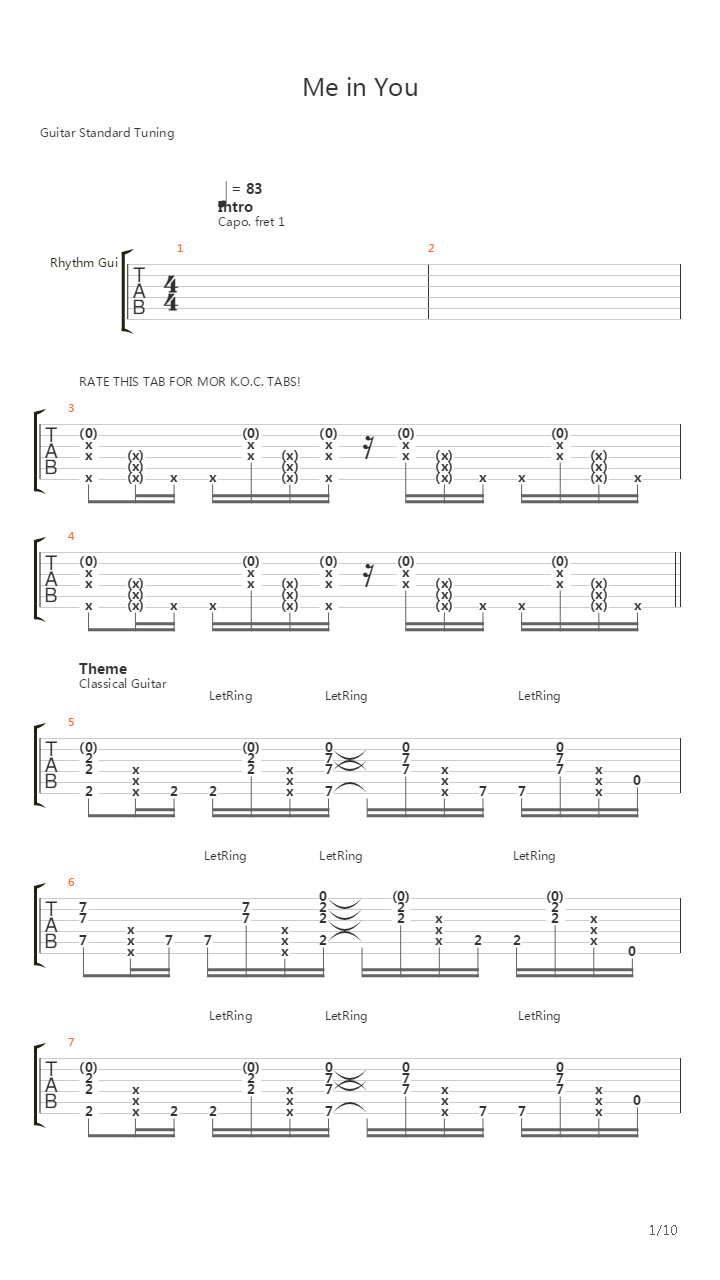 Me In You吉他谱