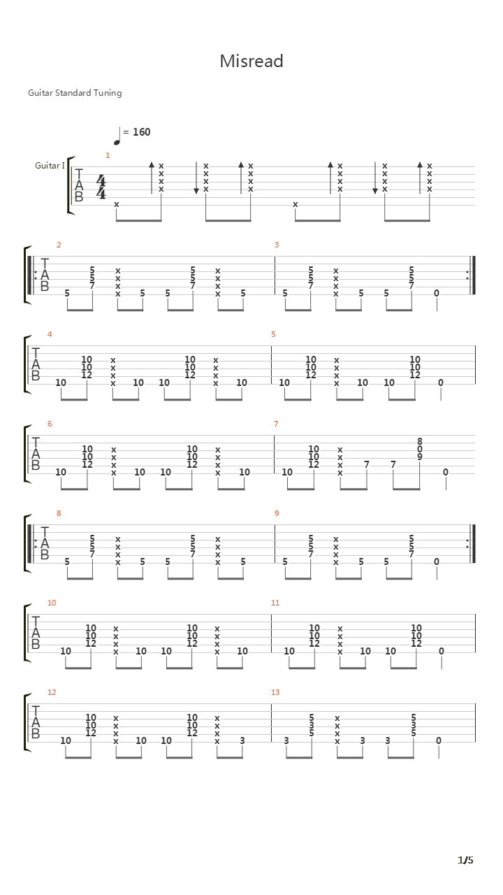 Misread吉他谱