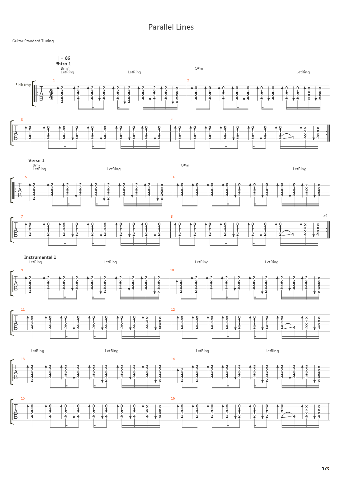 Parallel Lines吉他谱