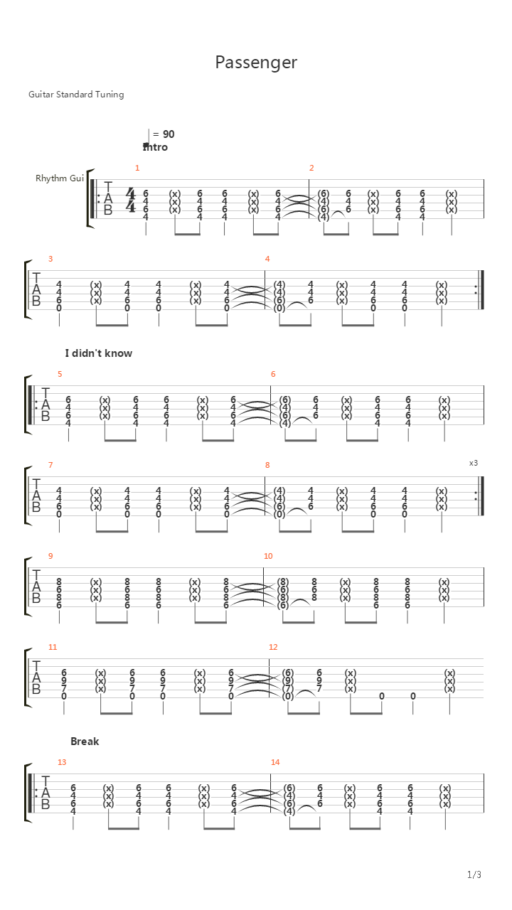 Passenger吉他谱