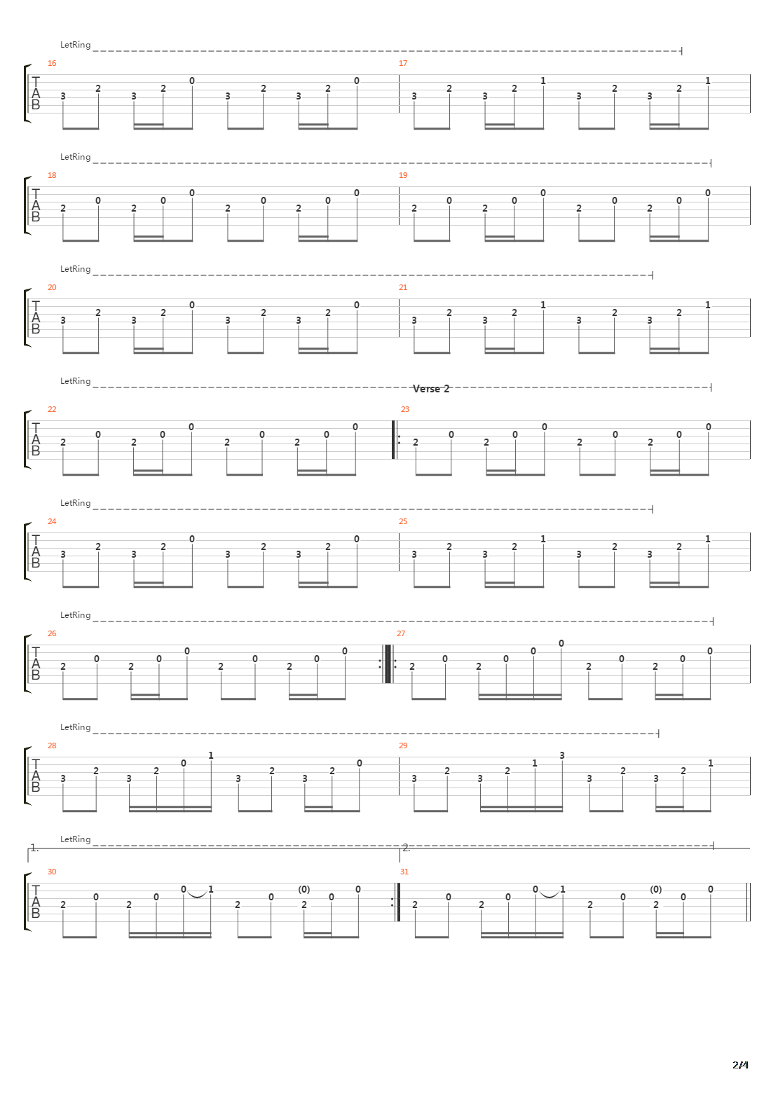 Second To Numb吉他谱