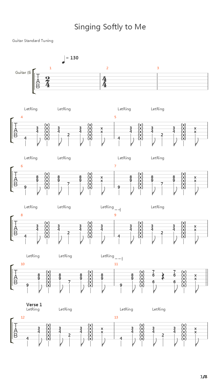Singing Softly To Me吉他谱