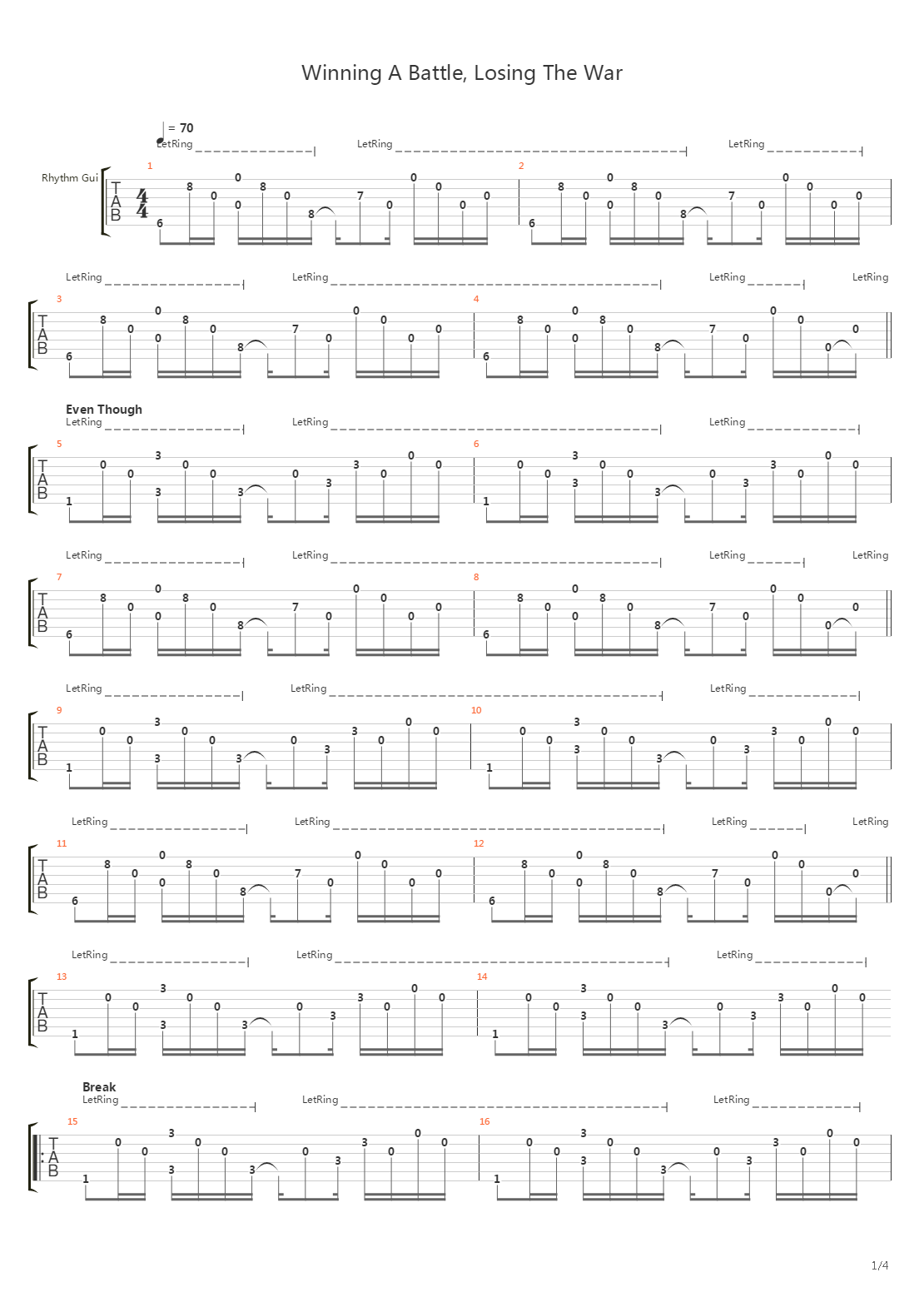 Winning A Battle Losing The War吉他谱