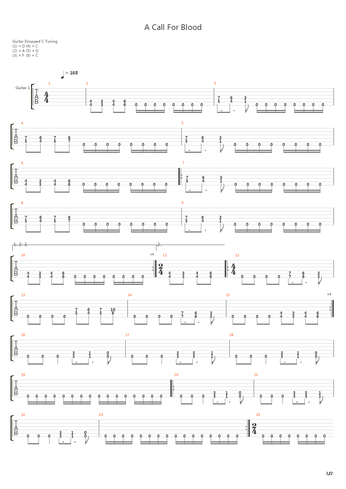 A Call For Blood吉他谱