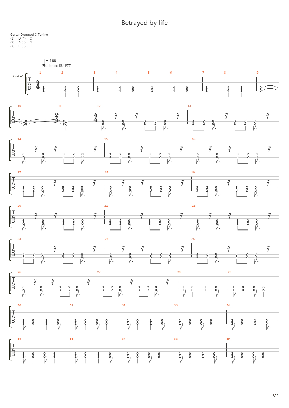 Betrayed By Life吉他谱
