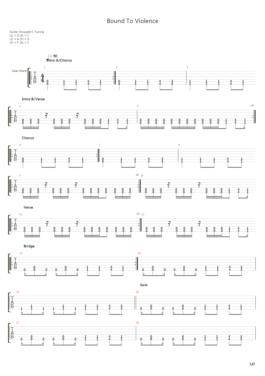 Bound To Violence吉他谱