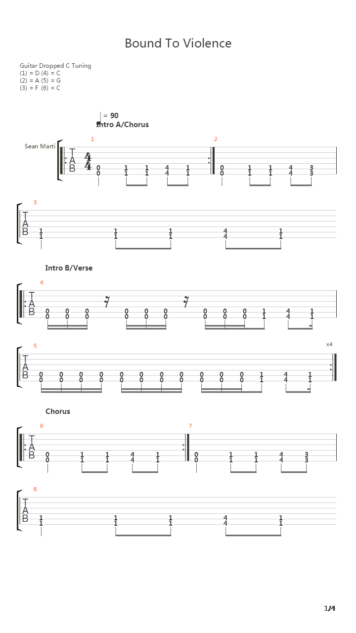 Bound To Violence吉他谱
