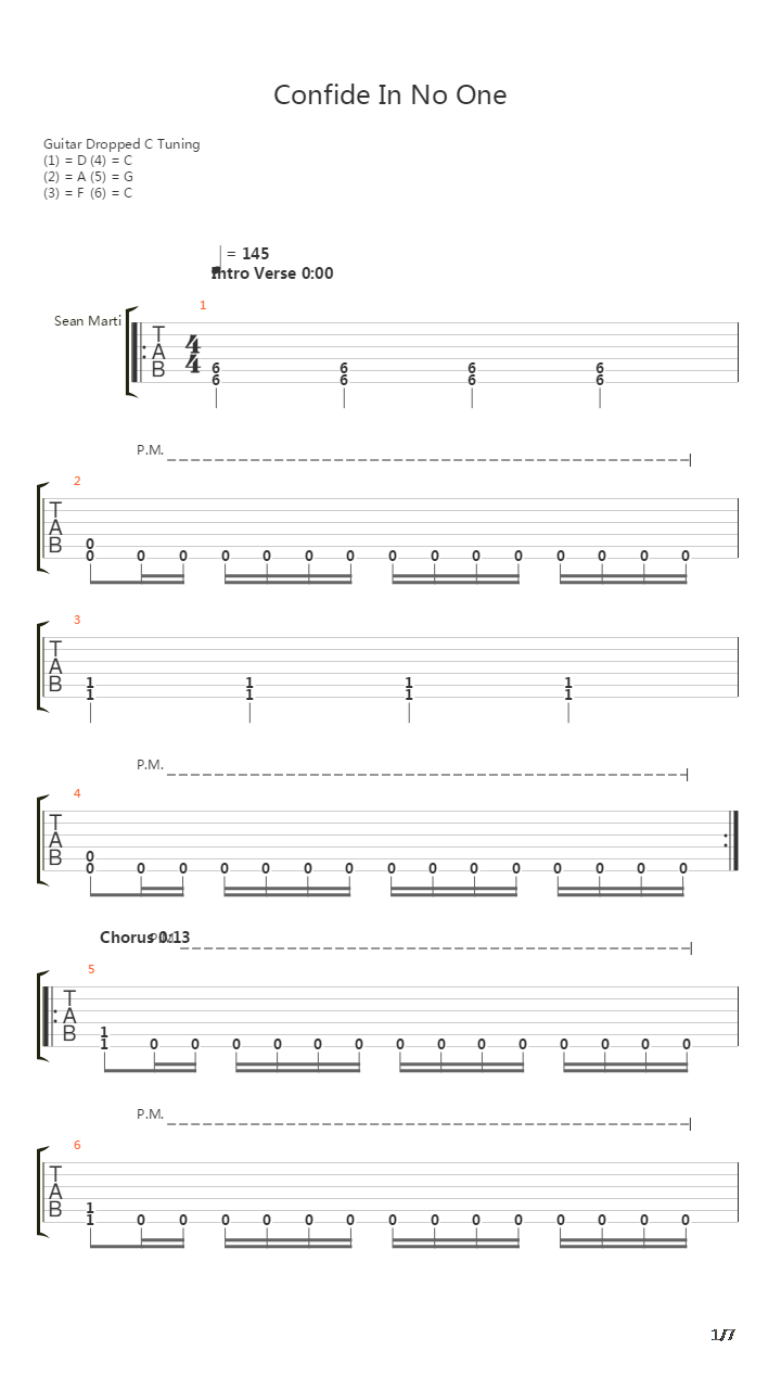 Confide In No One吉他谱