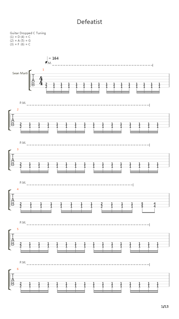 Defeatist吉他谱