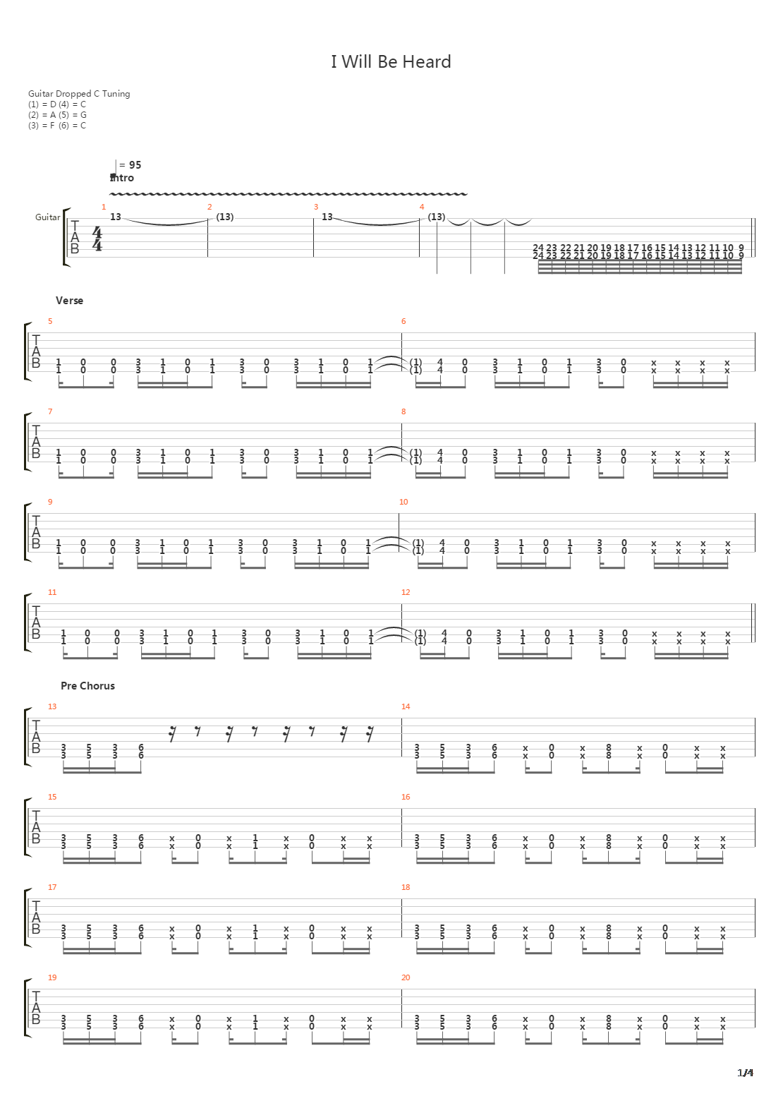 I Will Be Heard吉他谱