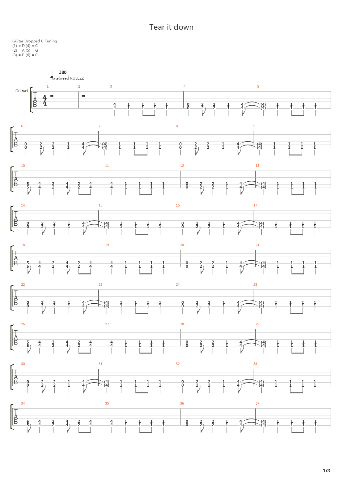 Tear It Down吉他谱