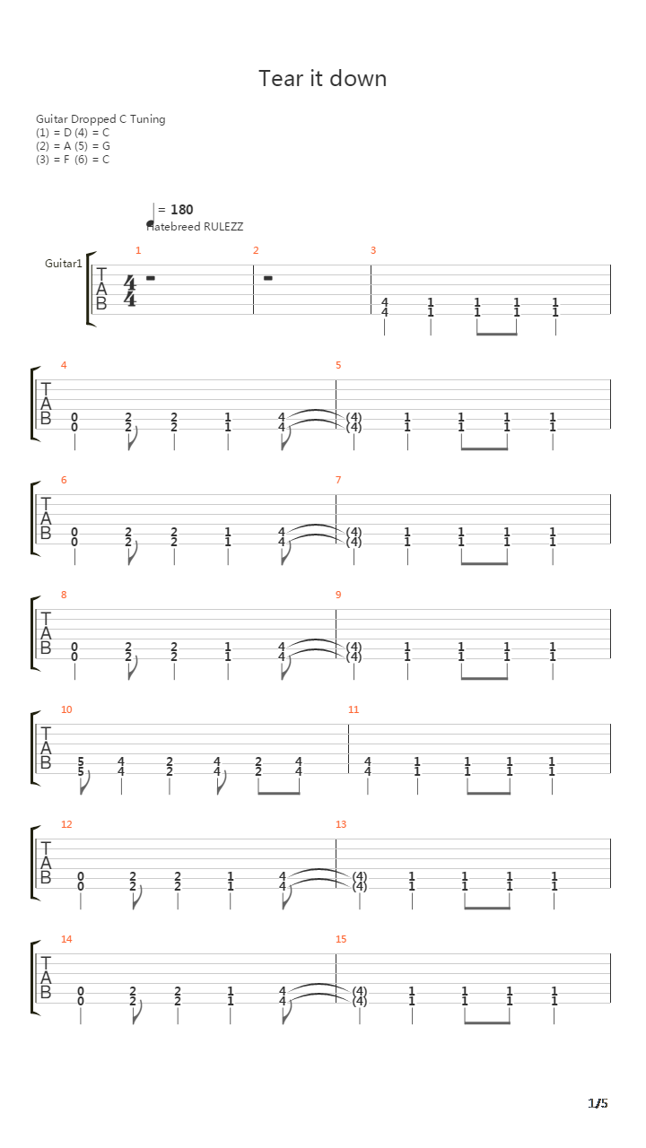 Tear It Down吉他谱