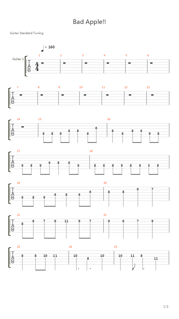东方幻想郷 - Bad Apple!!吉他谱