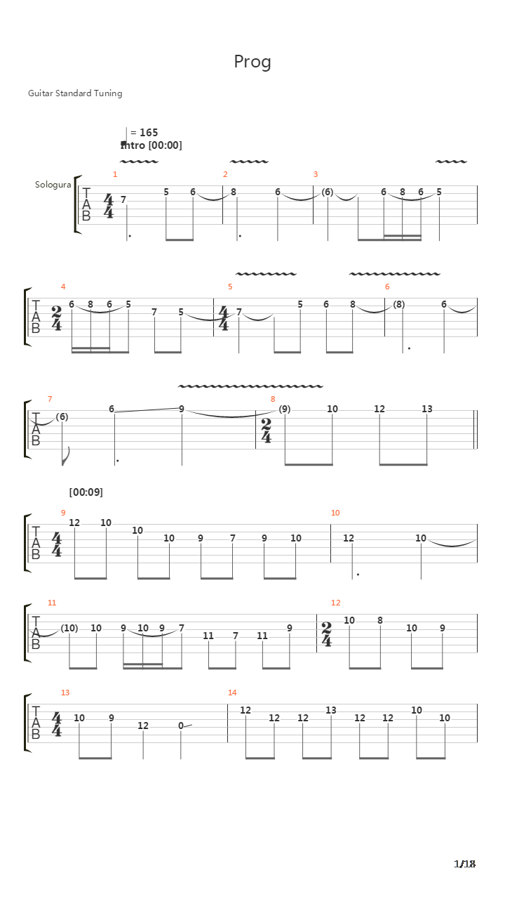 Prog吉他谱