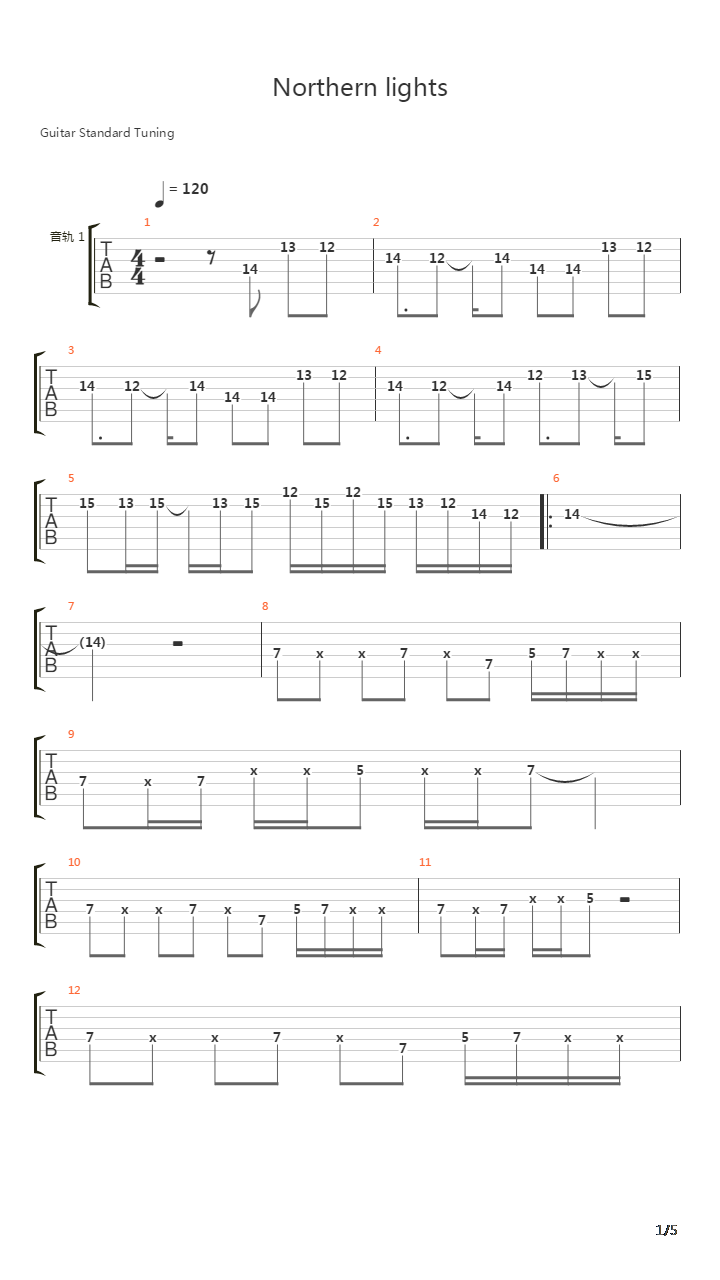 通灵王 - Northern lights吉他谱