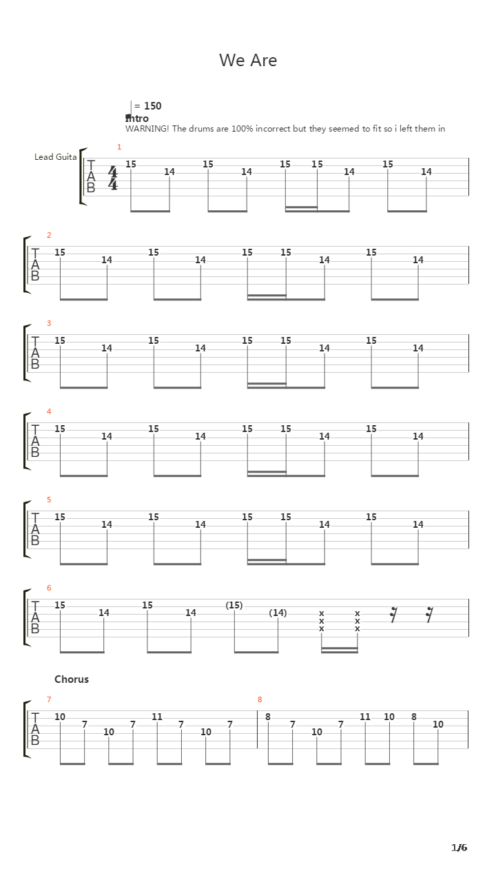 We Are吉他谱