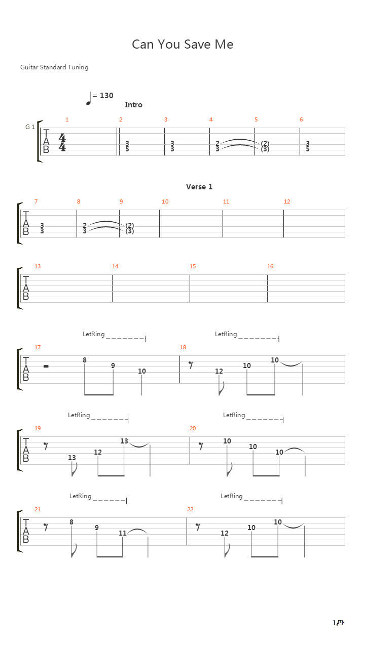 Can You Save Me吉他谱