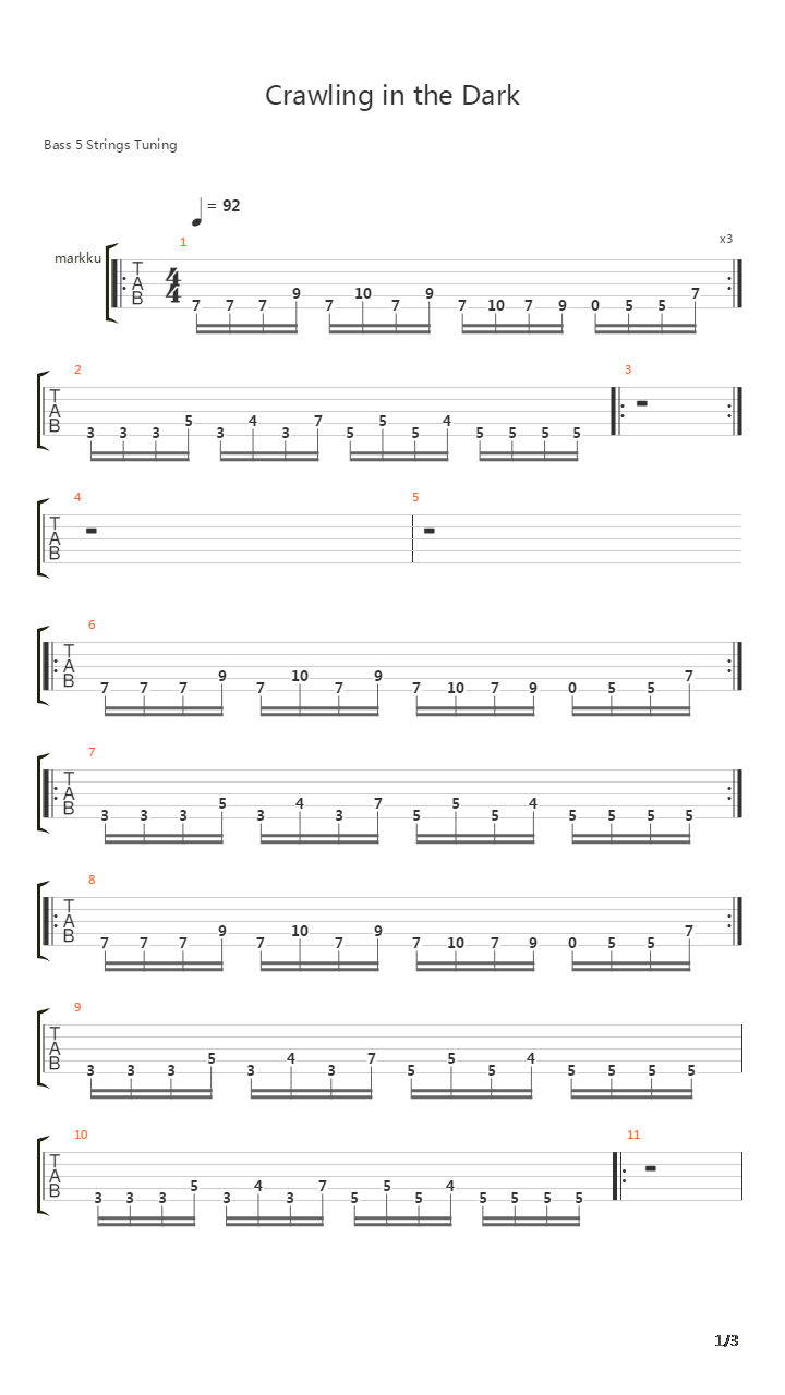 Crawling In The Dark吉他谱