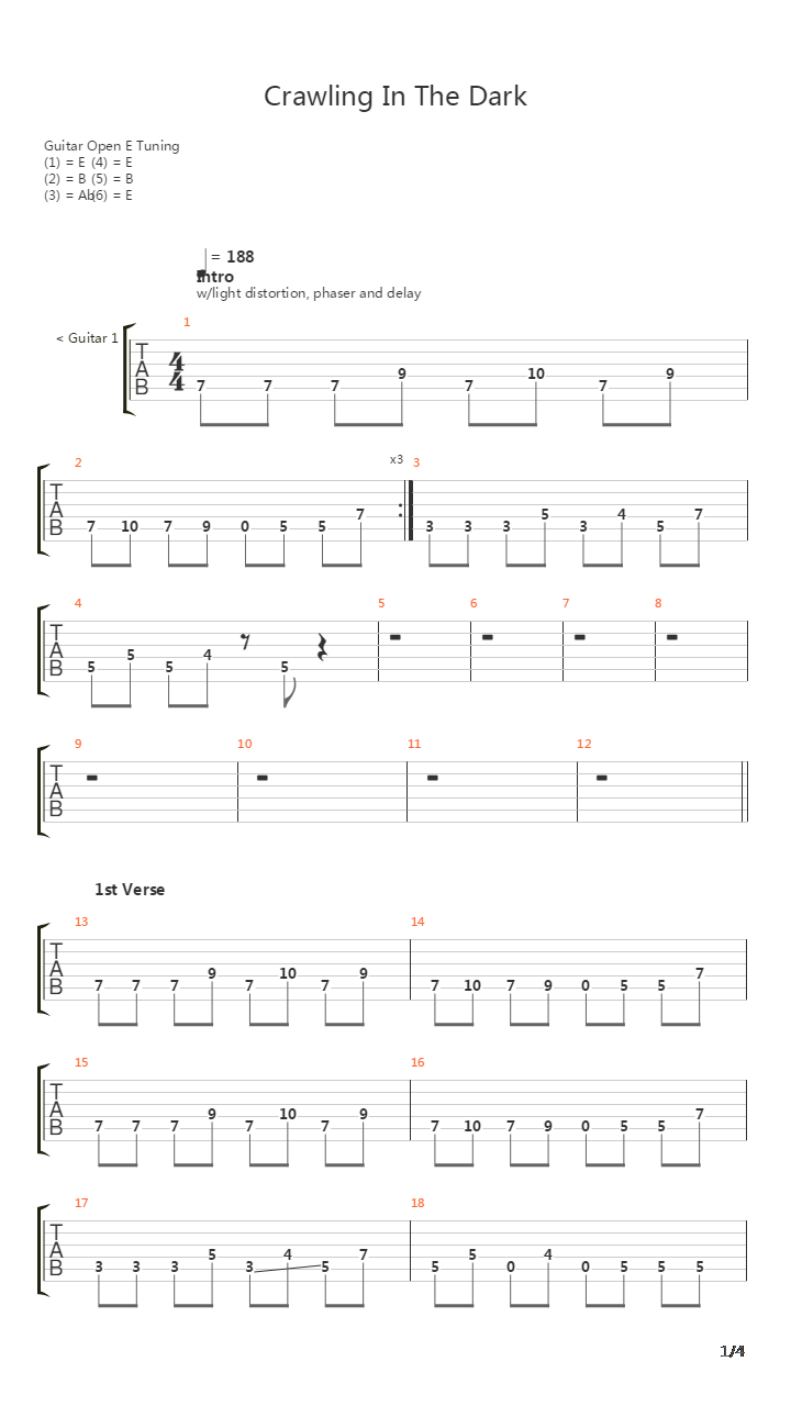 Crawling In The Dark吉他谱