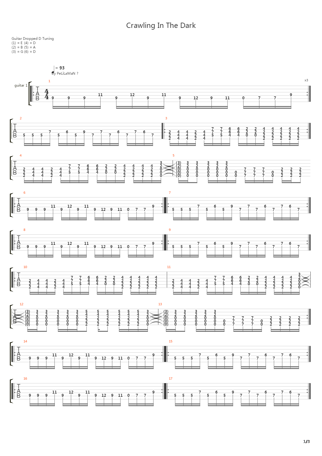Crawling In The Dark吉他谱