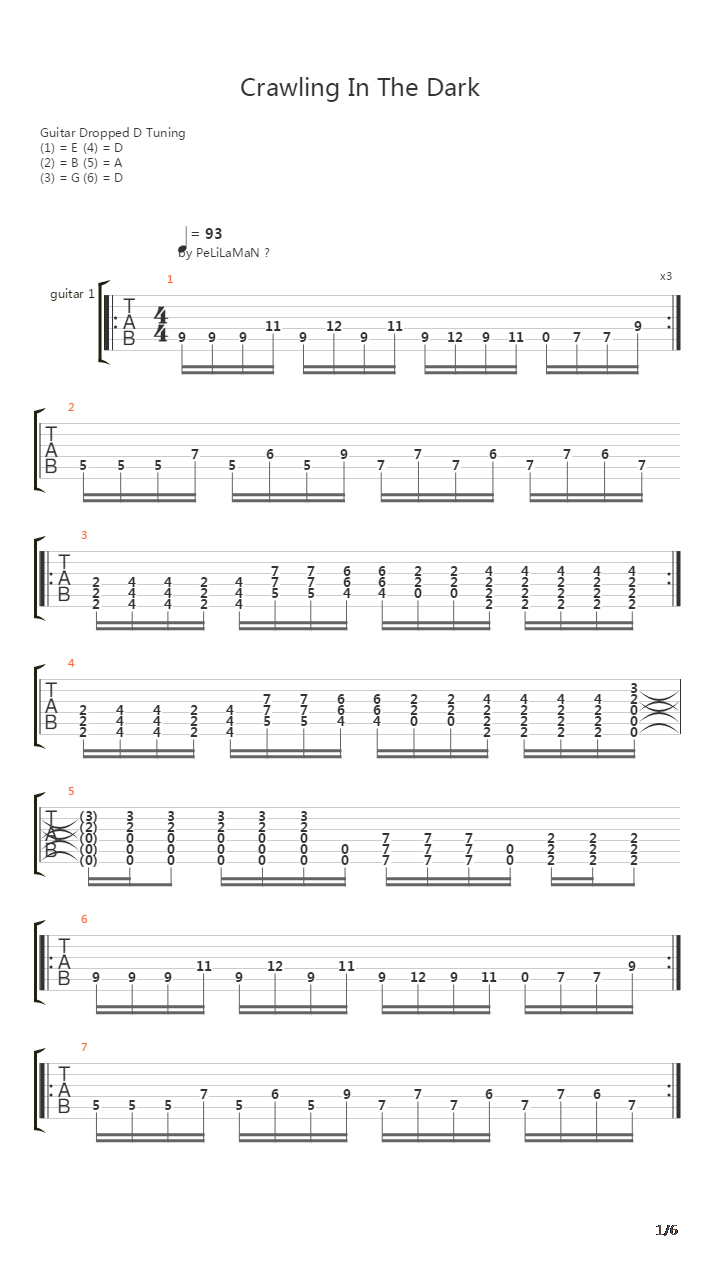 Crawling In The Dark吉他谱