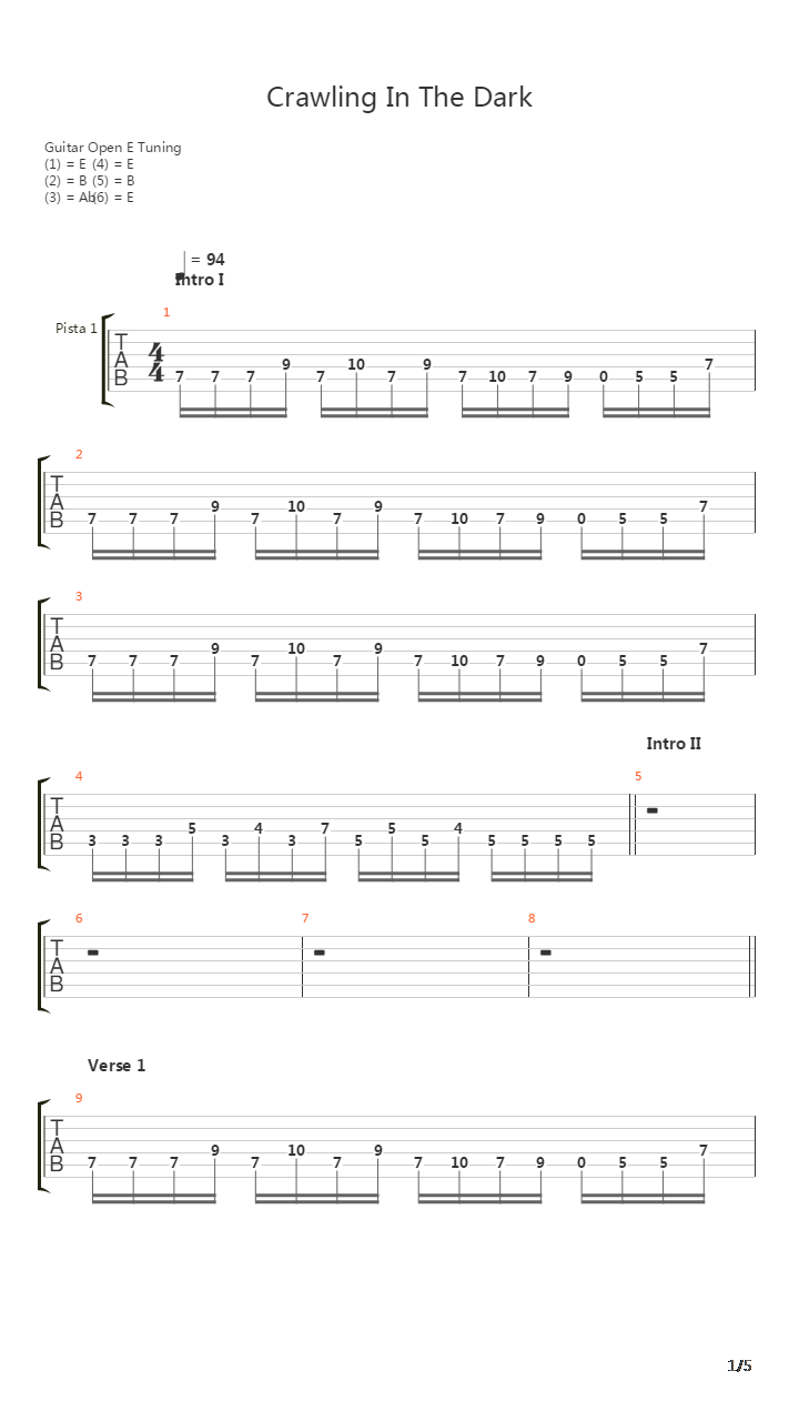 Crawling In The Dark吉他谱