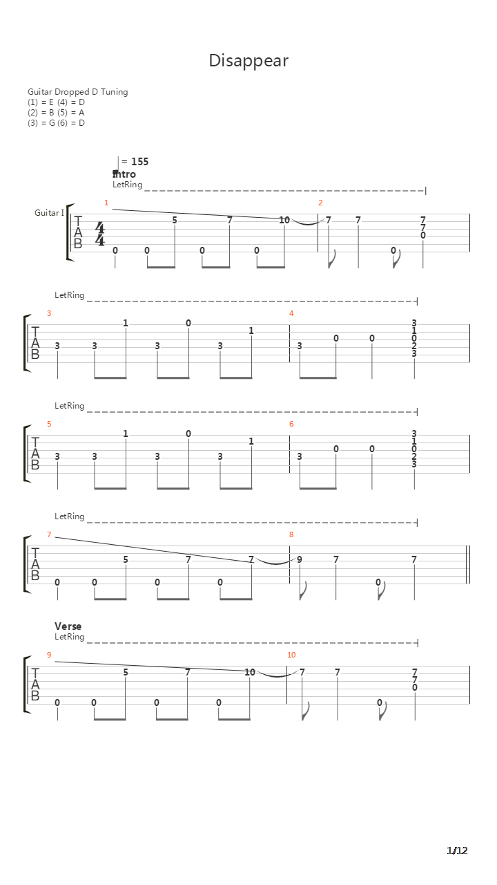 Disappear吉他谱