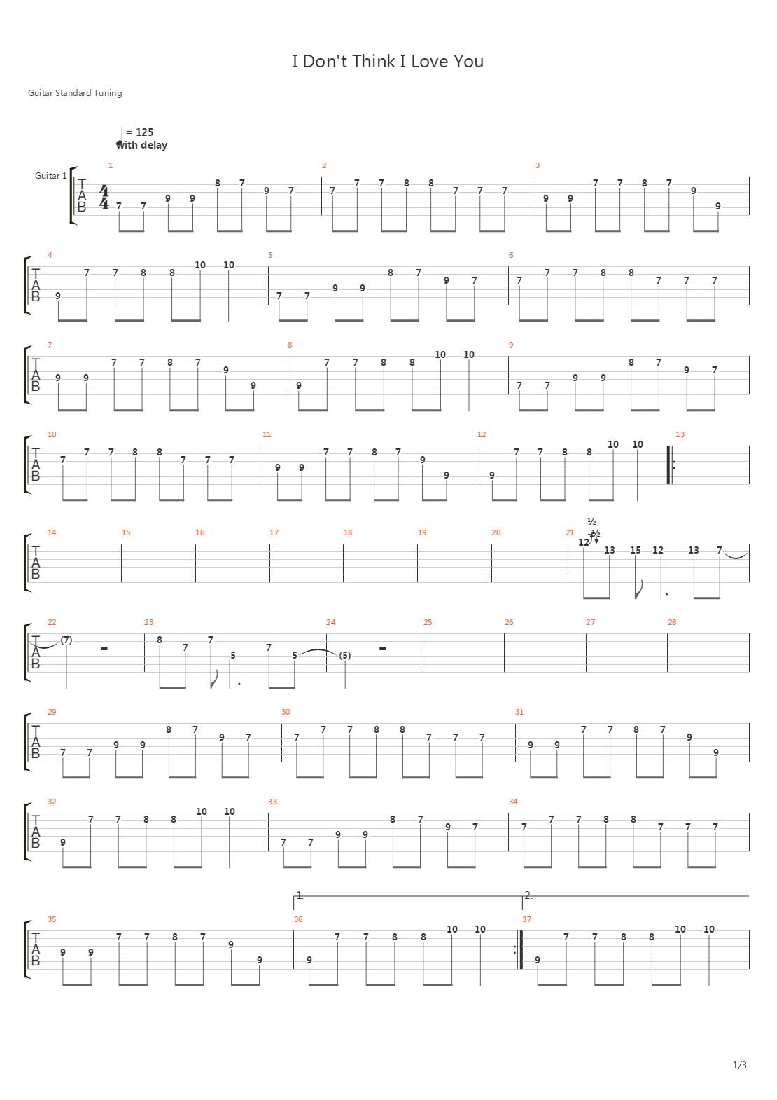 I Dont Think I Love You吉他谱
