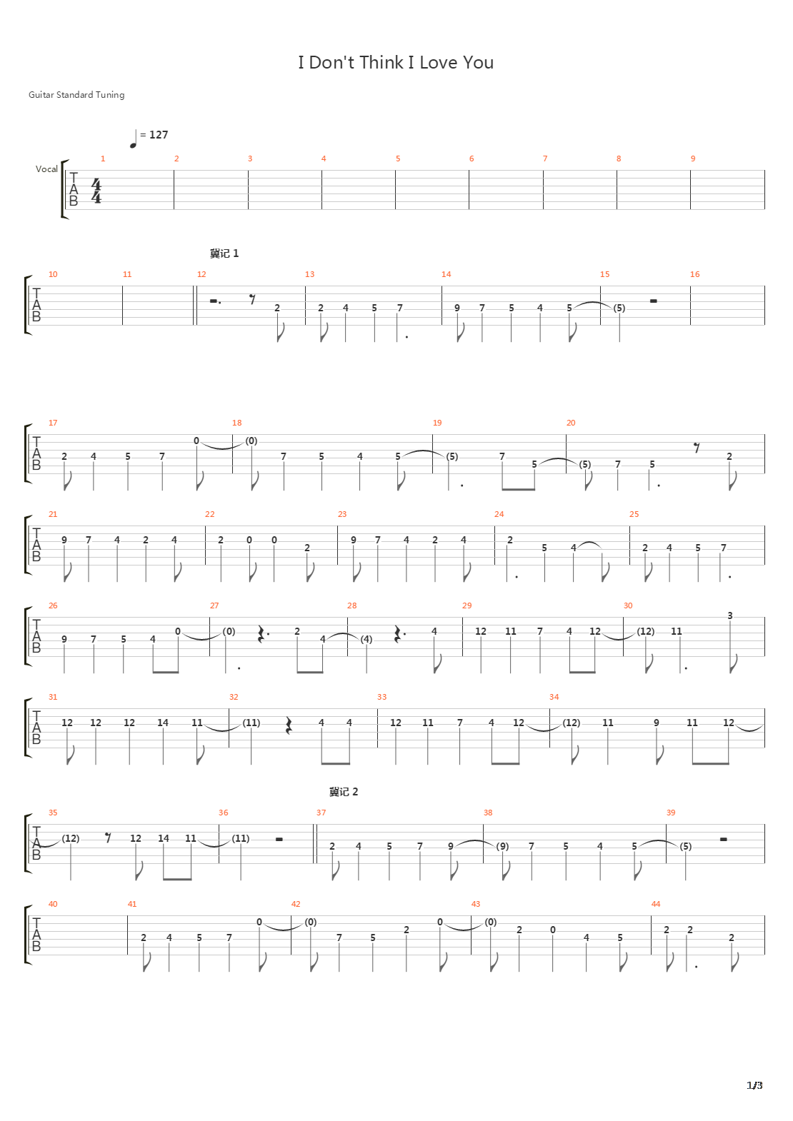 I Dont Think I Love You吉他谱