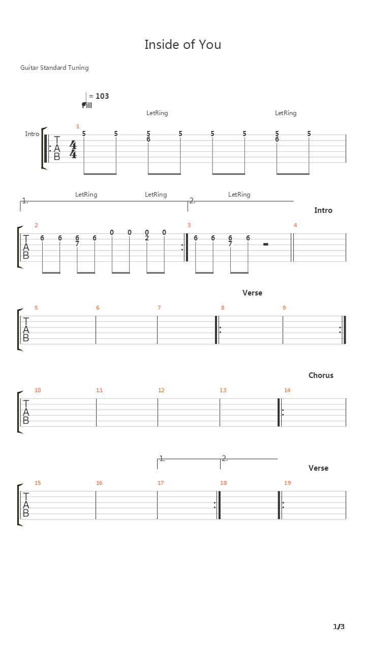 Inside Of You吉他谱