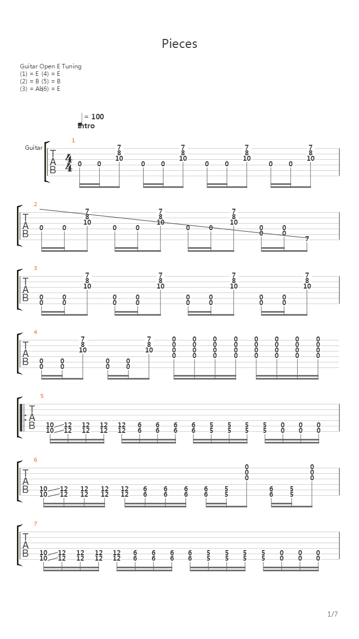 Pieces吉他谱