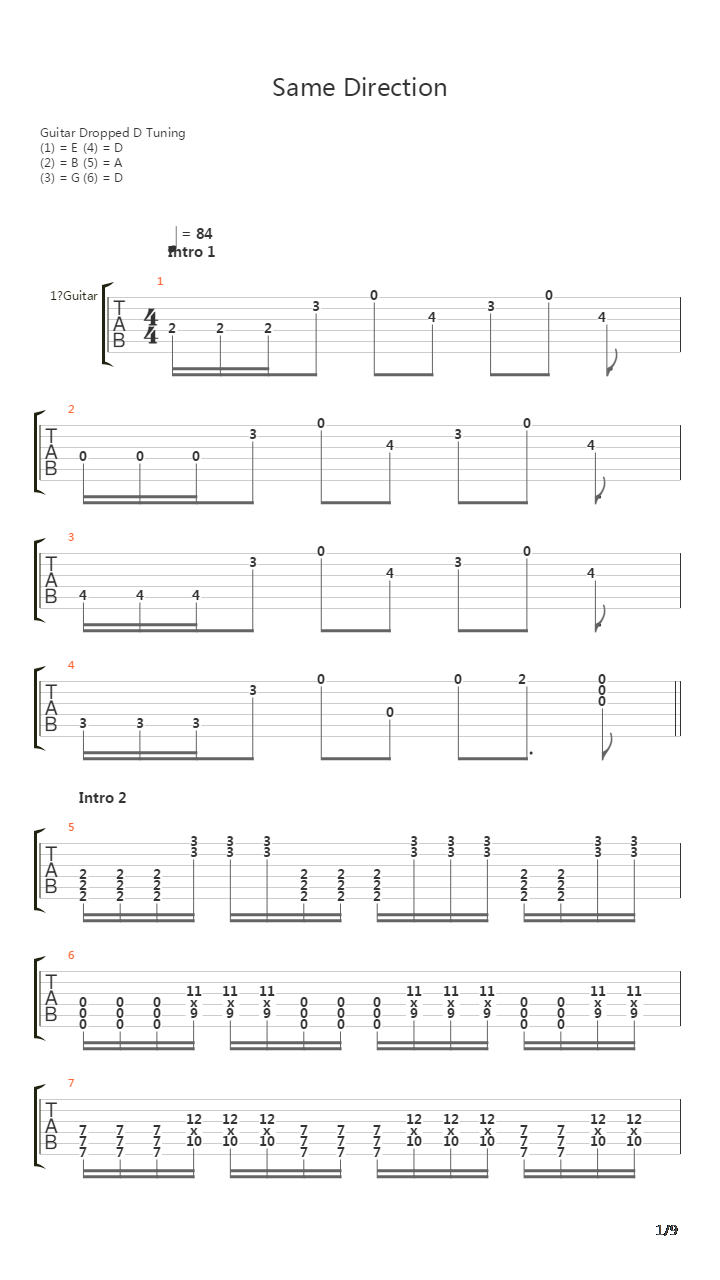 Same Direction吉他谱