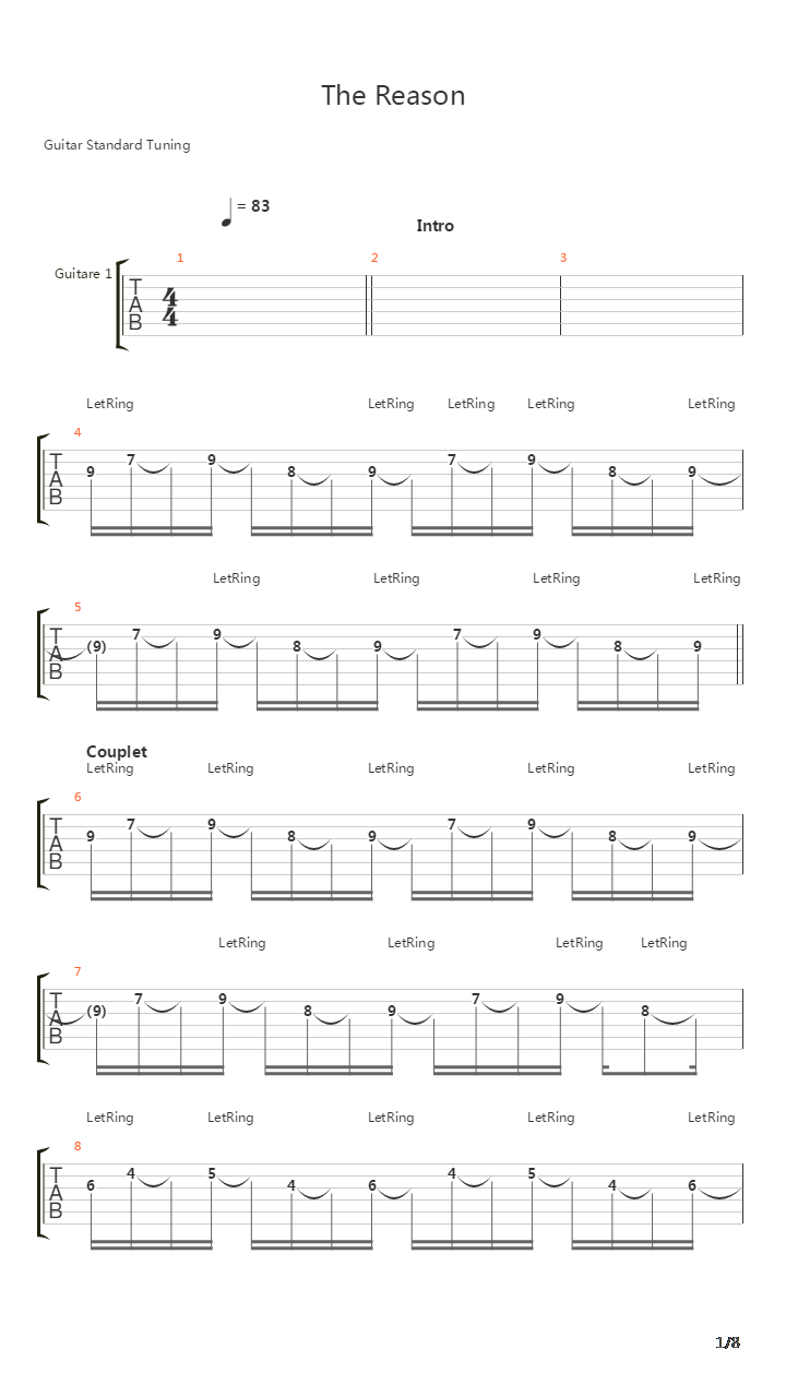 The Reason吉他谱