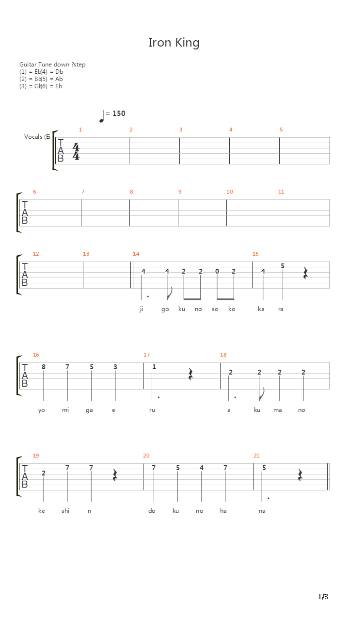 Iron King吉他谱