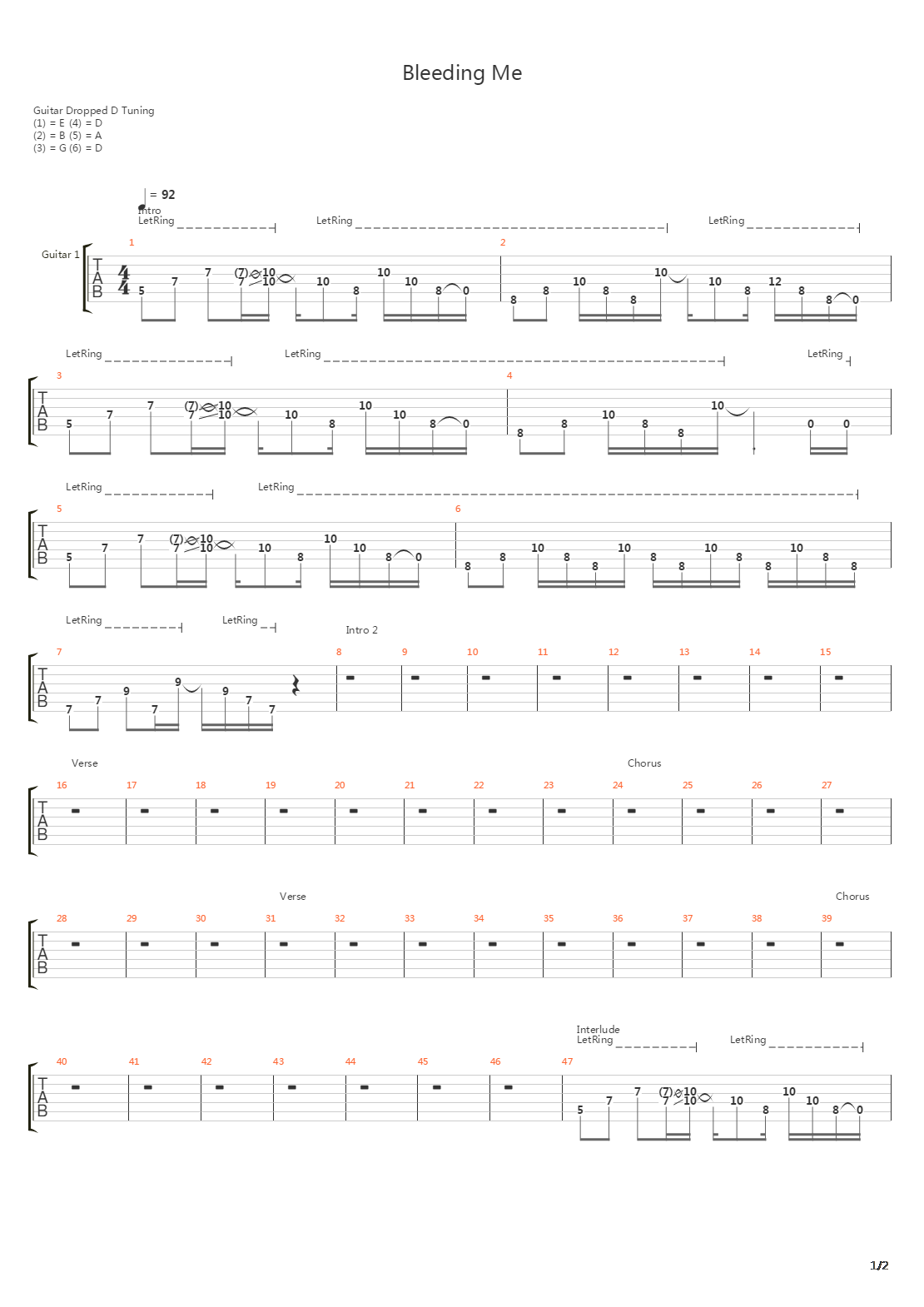 Bleeding Me吉他谱