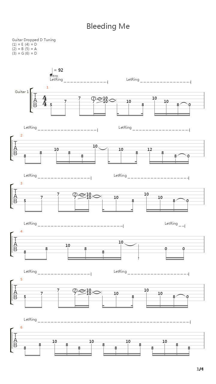 Bleeding Me吉他谱