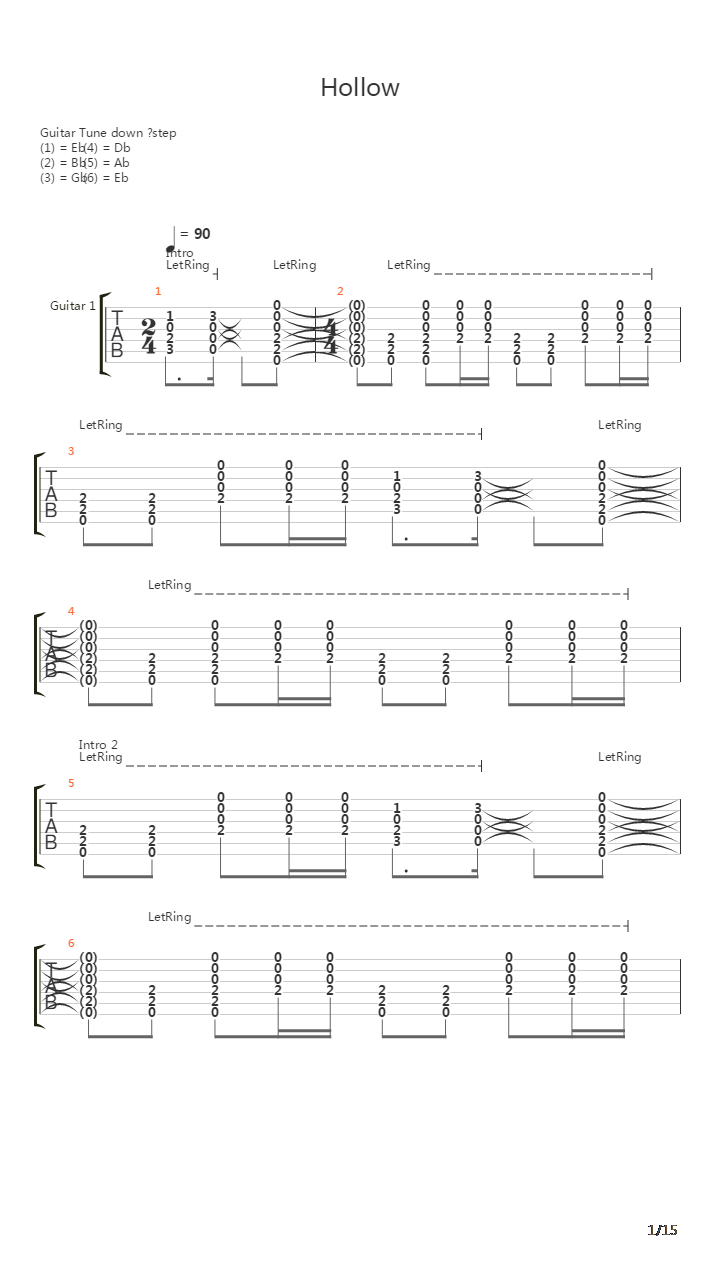Hollow吉他谱