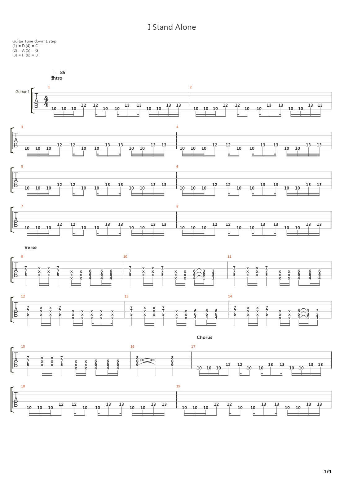 I Stand Alone吉他谱