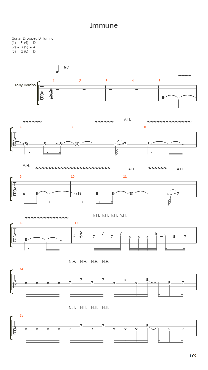 Immune吉他谱