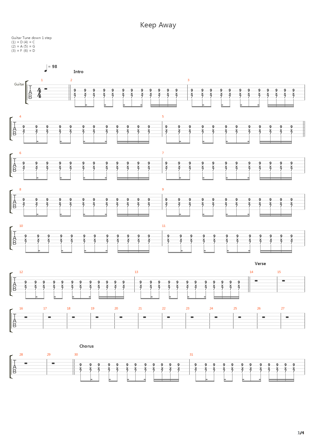 Keep Away吉他谱